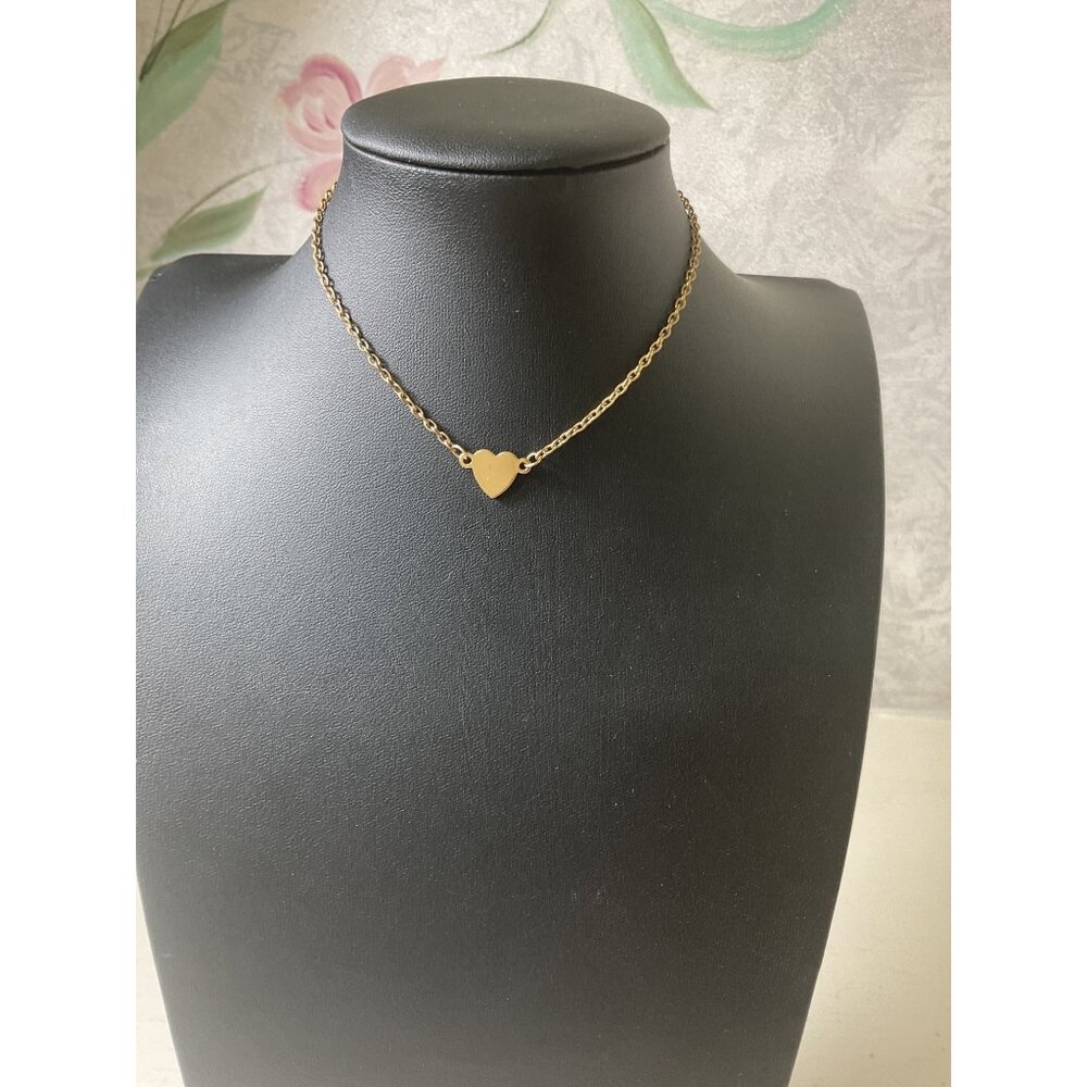 Gold Heart Pendant Necklace With Adjustable Chain